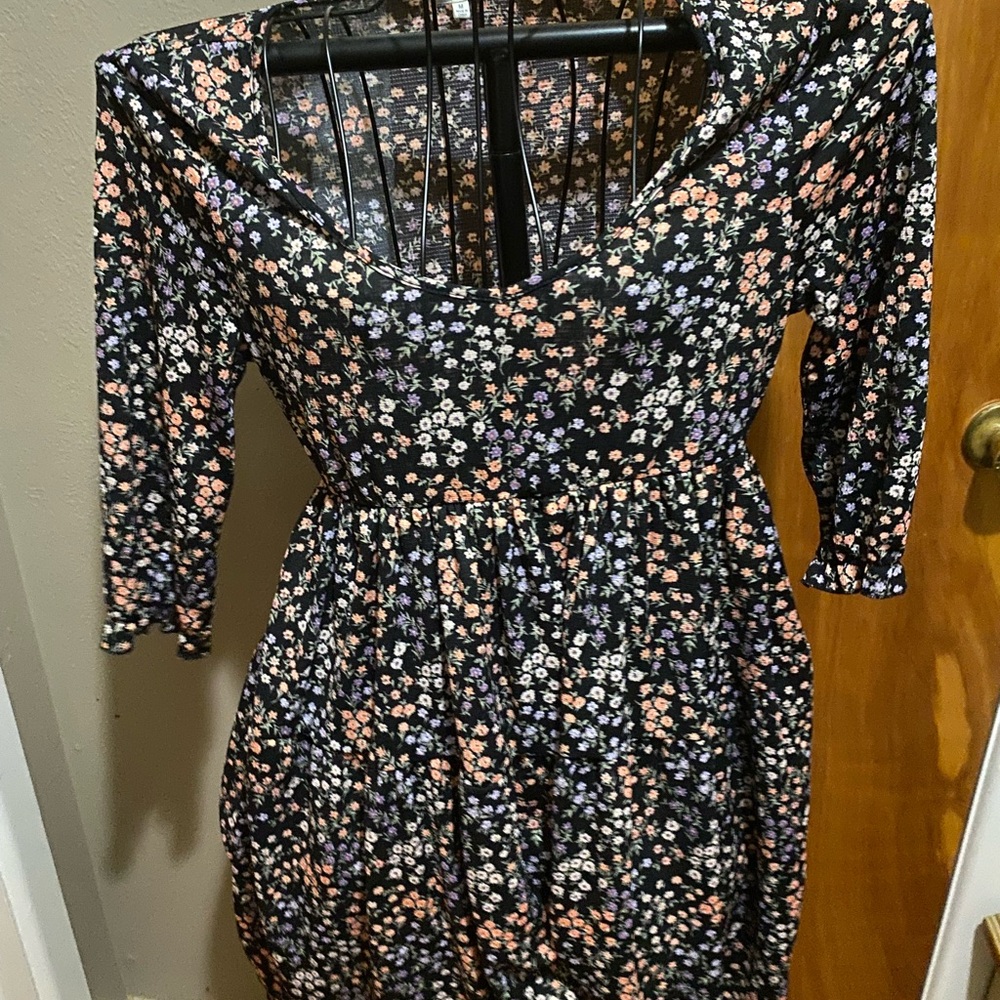 Floral Black Dress